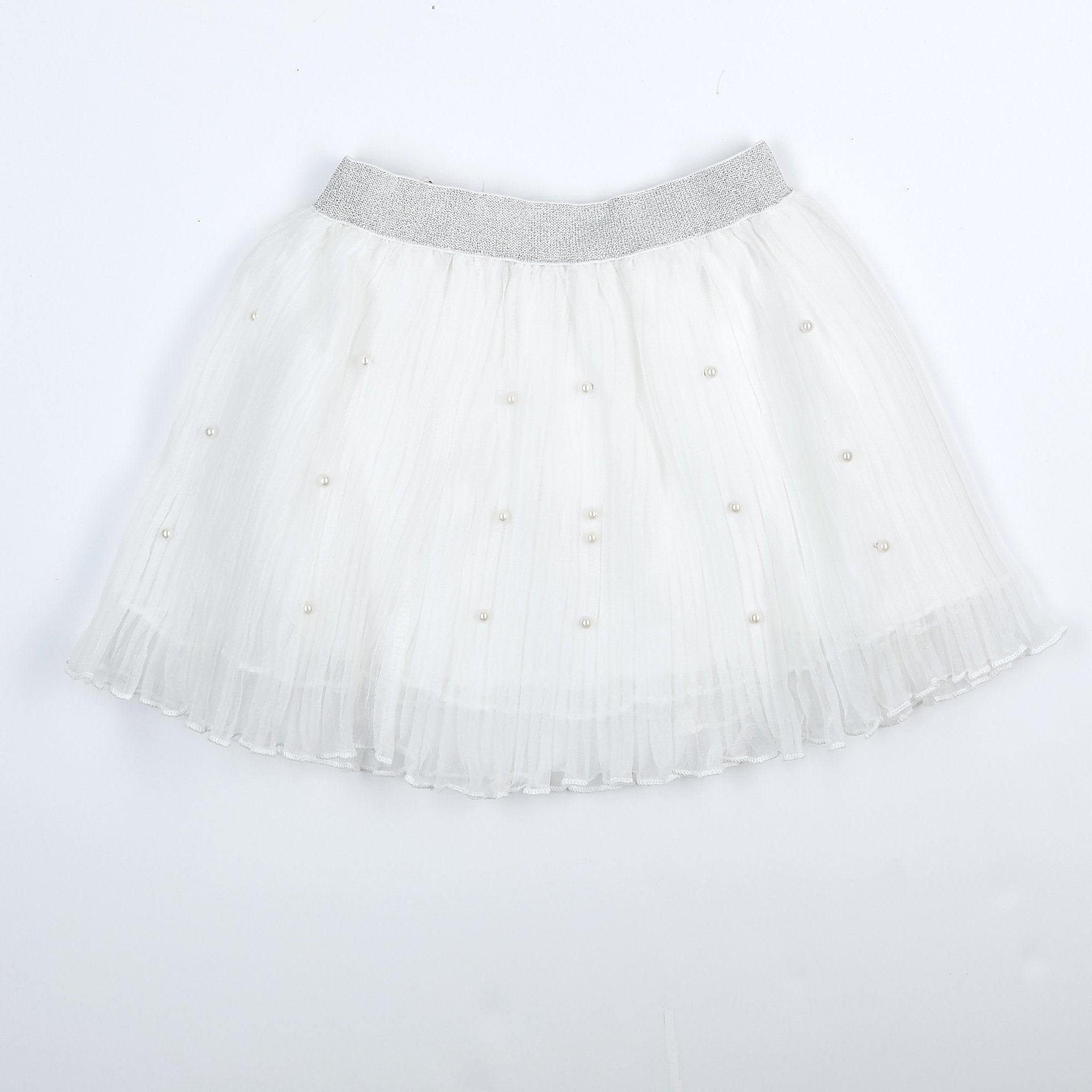 Pleated Skirt with Pearls in Mint or White